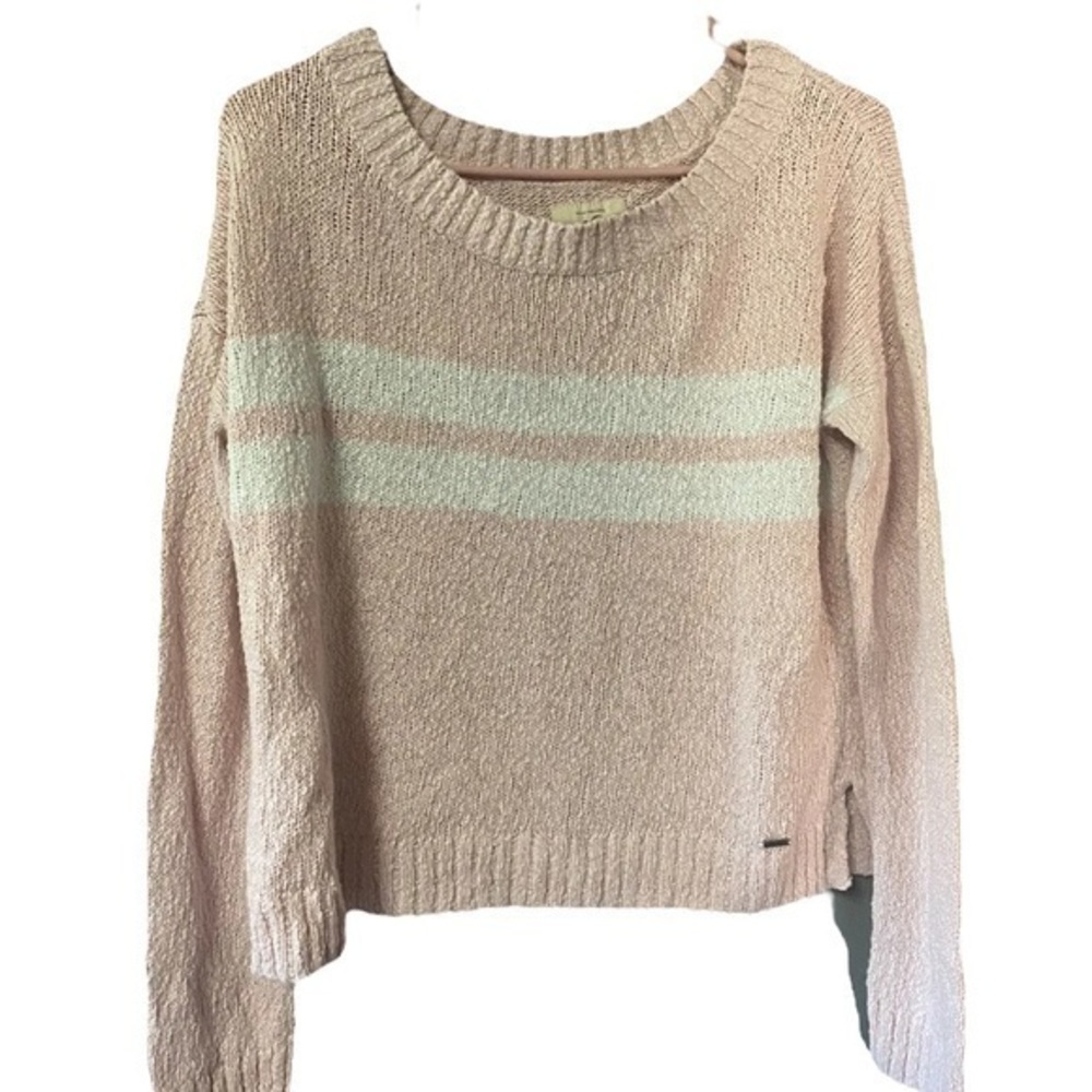 Hollister Women's Size Small Knitwear Sweater Pullover Striped Pink & White